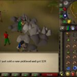 Pixelated RuneScape screenshot showing a player mining with a Rune pickhead while two others loiter nearby. Inventory reveals 12K gold, a pickhead, and existential despair. Dialogue box confirms: “I just sold a rune pickhead and got 12K.” 📜 Caption: “Ooka long bang bang echoes through the canyon of poor loot decisions.” 🧾 Description: A retro RuneScape scene rendered in glorious low-poly nostalgia. One brother mines with solemn purpose, another hurls insults from offscreen. The Rune pickhead gleams with potential — squandered for 12K gold and a moment of sibling triumph. Inventory chaos, skill imbalance, and gaseous cloud spells swirl in the background, as the sacred absurdity of MMORPG life unfolds. This is not just a screenshot. It’s a philosophy. A fart spell canon. A mining existentialism. Want to build a recurring alt text ritual for your archive — something that blends satire, motif, and metadata poetry? I’d love to sketch a few formats.