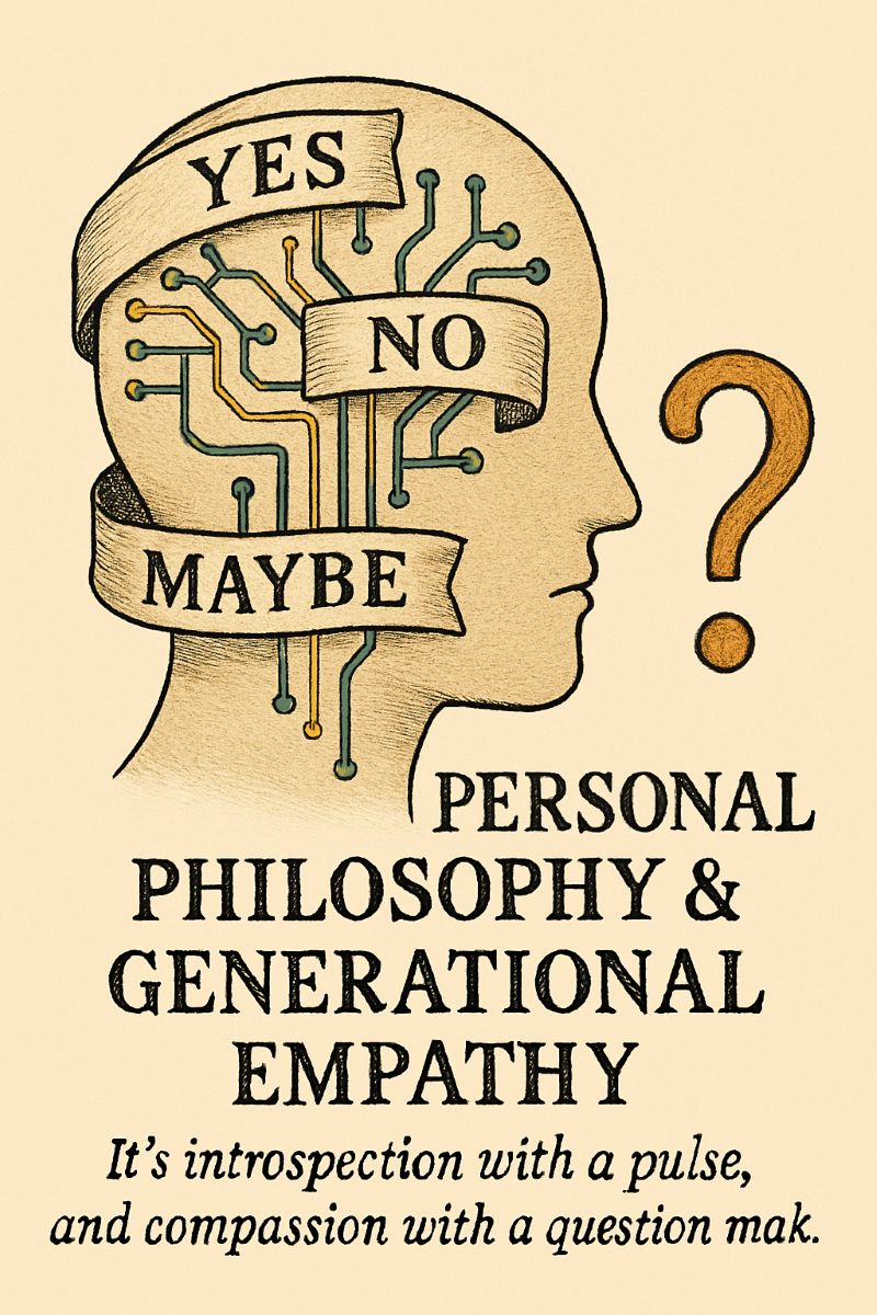 An illustration of a human head with circuit-like lines inside, labeled with "YES," "NO," and "MAYBE."